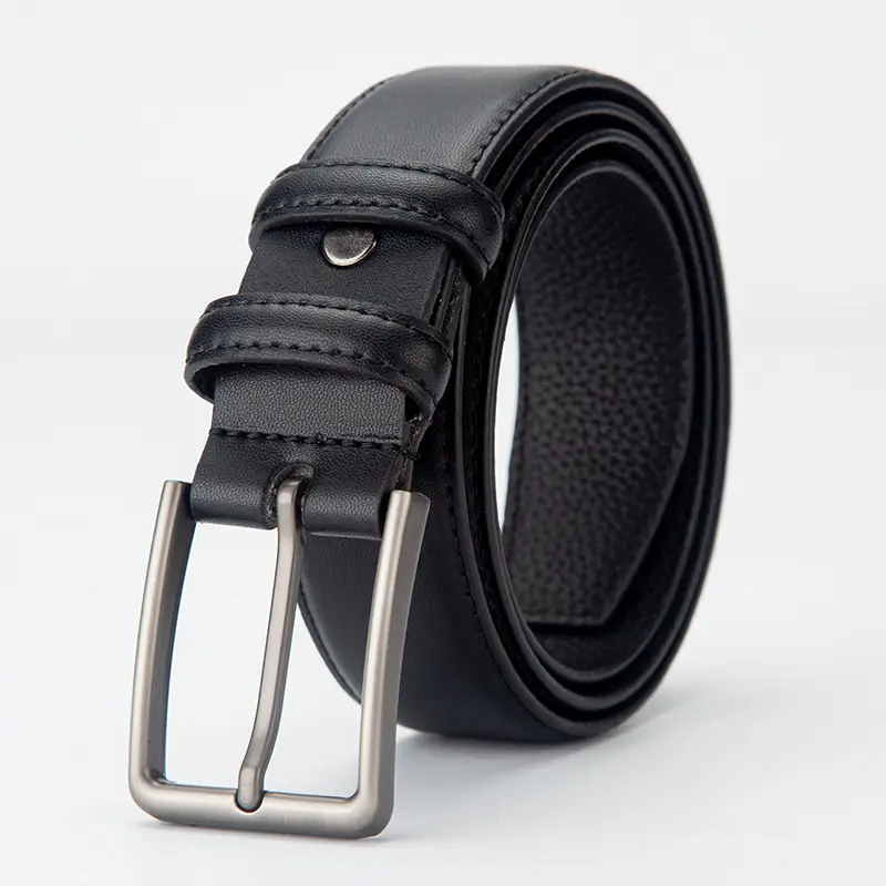 Men's Black Croc Leather Belt with Silver Buckle - Image 2