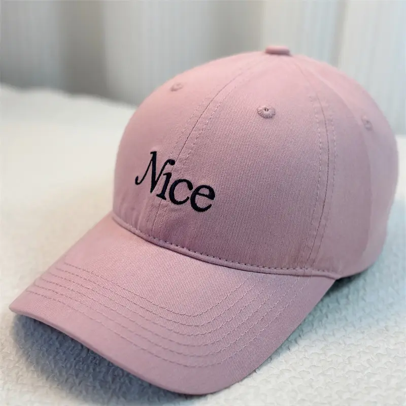 Red Embroidered Baseball Cap with "Nice" Text - Image 3