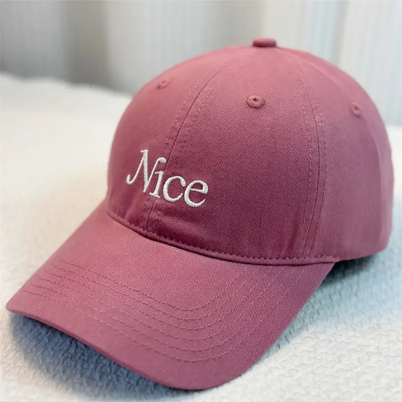 Red Embroidered Baseball Cap with "Nice" Text - Image 6