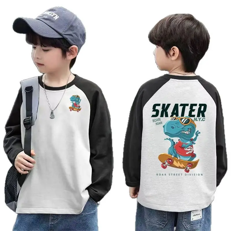 2025 Boys Raglan Sleeve Long Sleeve T-Shirt Skater Design - Image 14