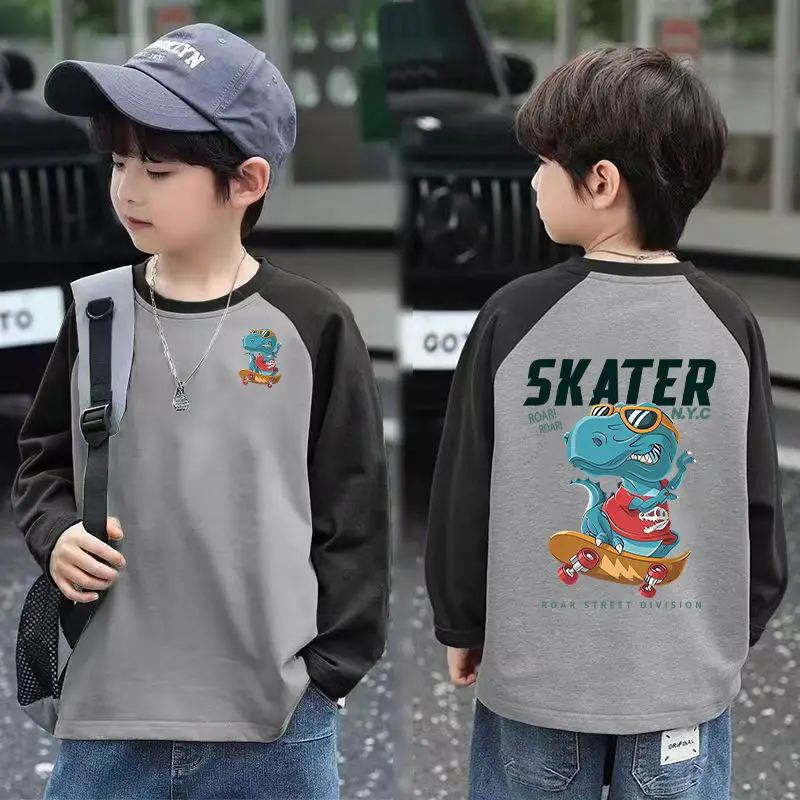 2025 Boys Raglan Sleeve Long Sleeve T-Shirt Skater Design - Image 10