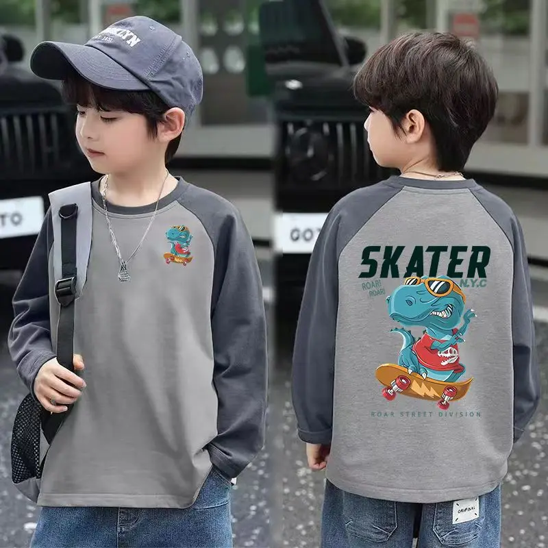 2025 Boys Raglan Sleeve Long Sleeve T-Shirt Skater Design - Image 11