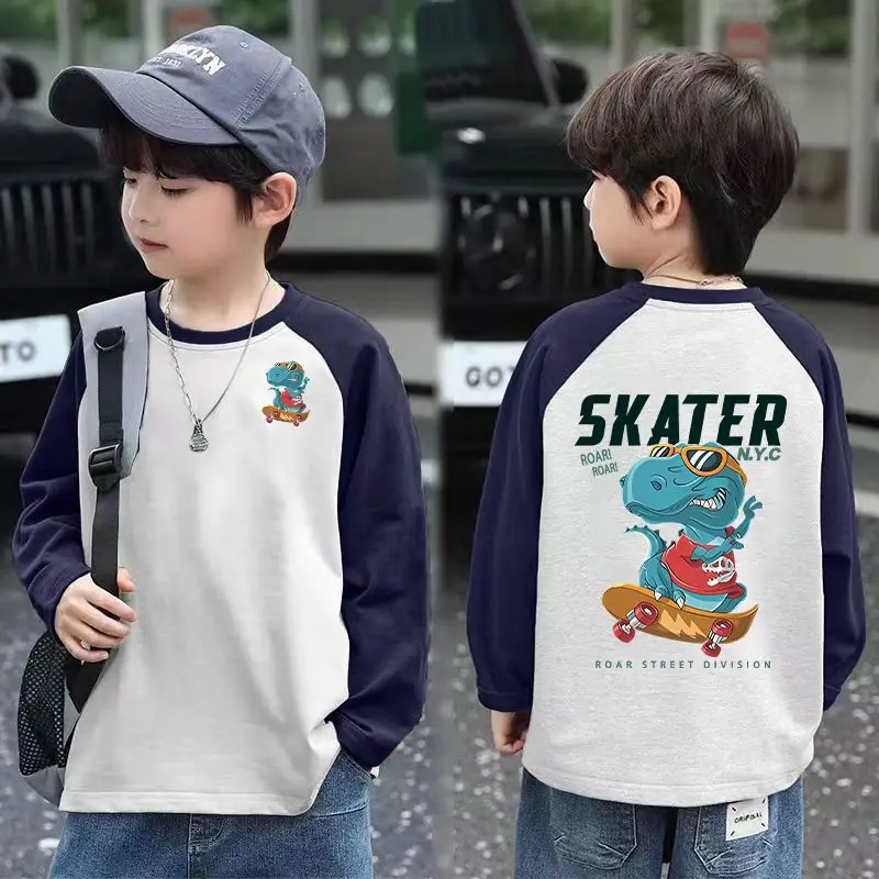 2025 Boys Raglan Sleeve Long Sleeve T-Shirt Skater Design - Image 12