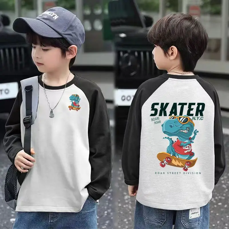 2025 Boys Raglan Sleeve Long Sleeve T-Shirt Skater Design - Image 9