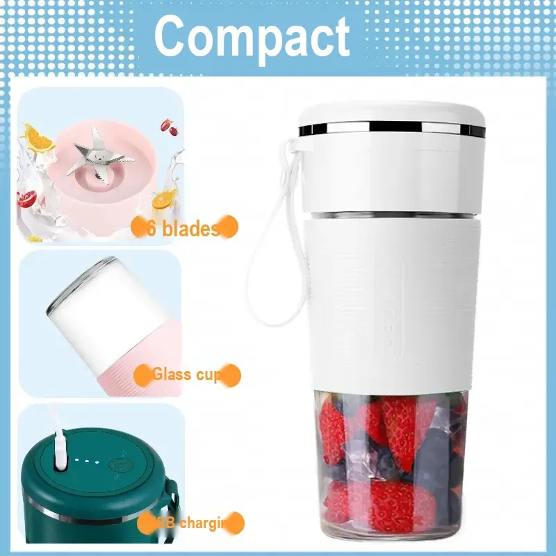 Portable Rechargeable Juicer Cup with Glass Jar