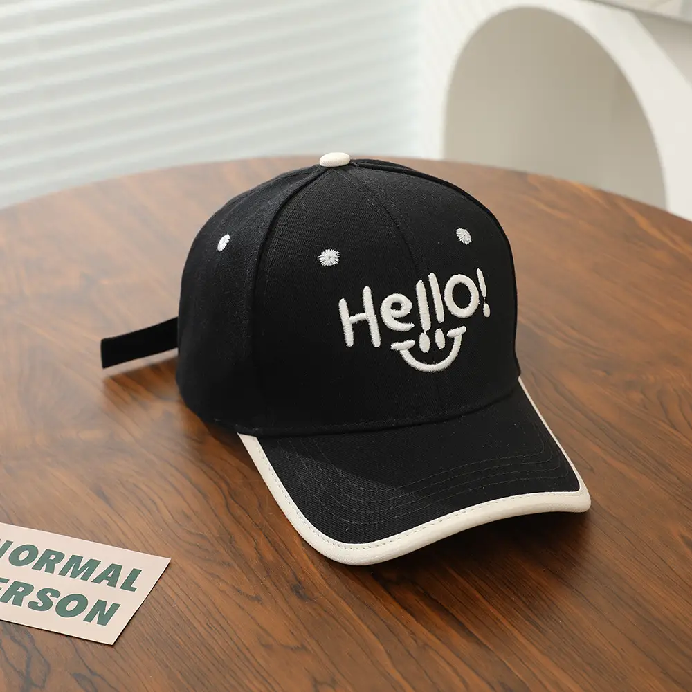 Hello Smiley Korean Baby Cap Black 2025 - Image 7