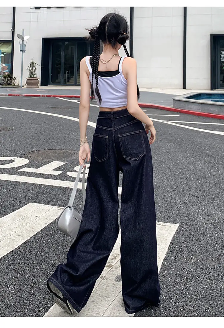Women Wide-leg Denim Pants Dark Blue 2025 — feature 20