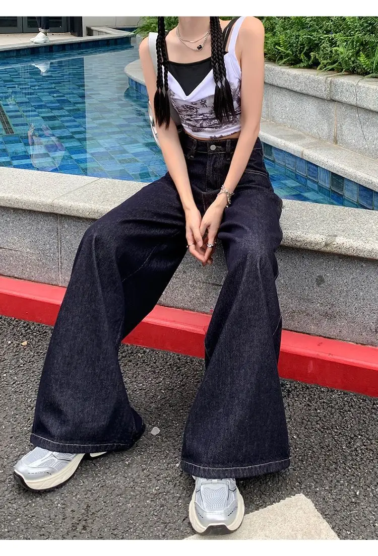 Women Wide-leg Denim Pants Dark Blue 2025 — feature 21