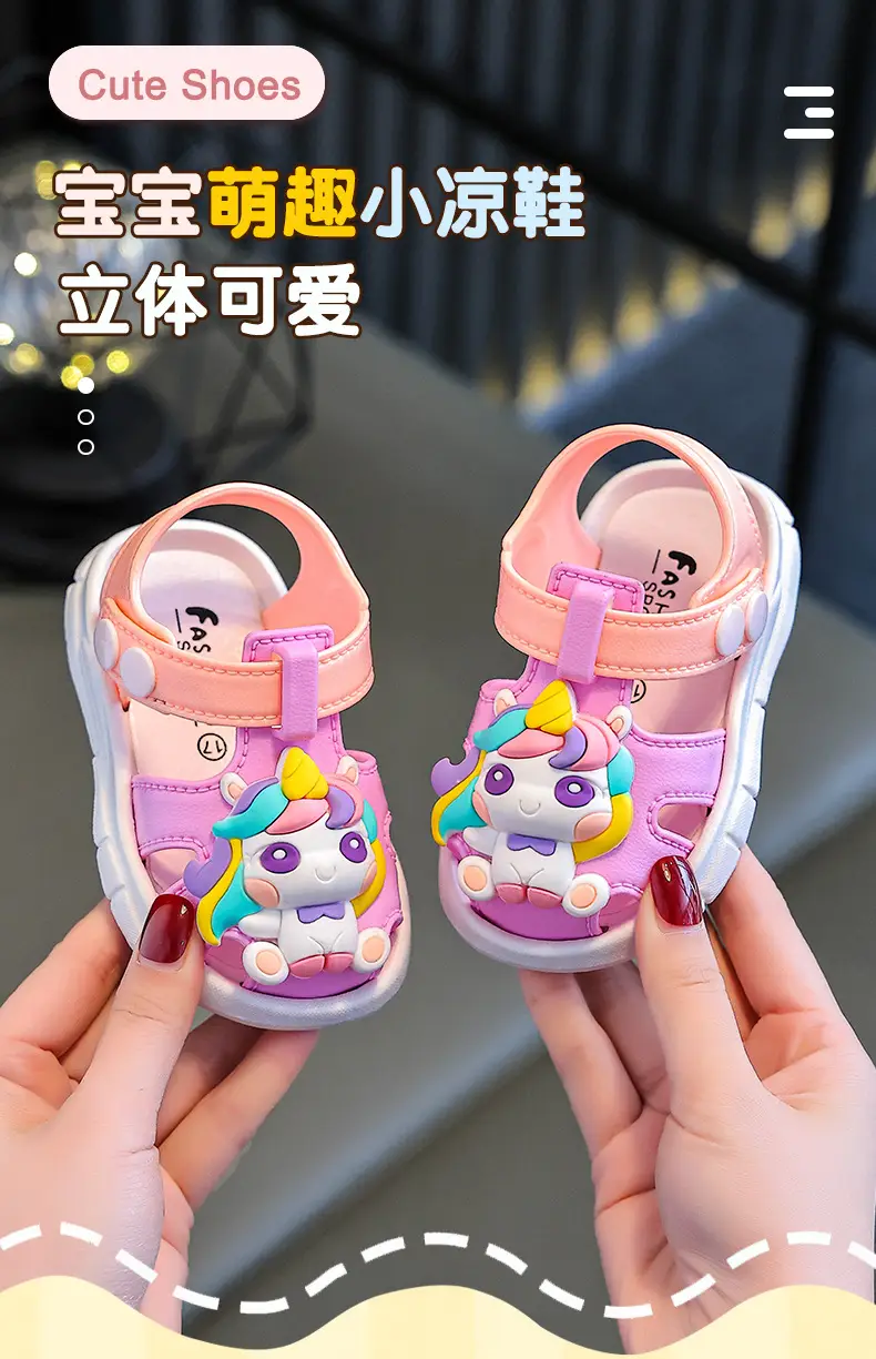 Baby Unicorn Toe Sandals Pink 0-3Yrs Non-Slip — feature 1