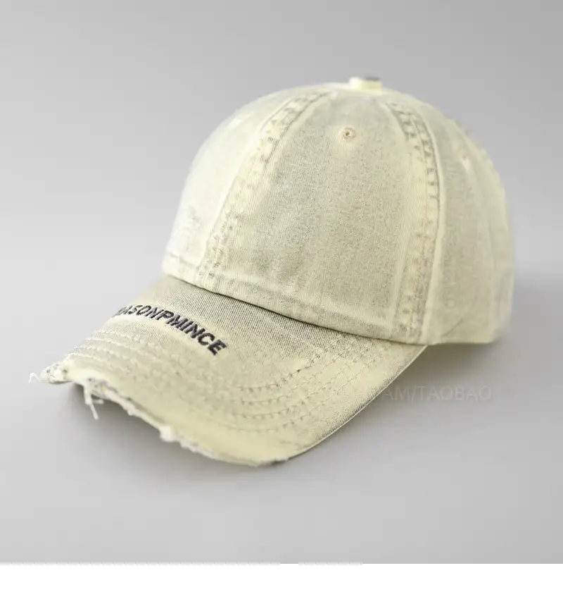 Men's Distressed Dirty Baseball Cap White — feature 6