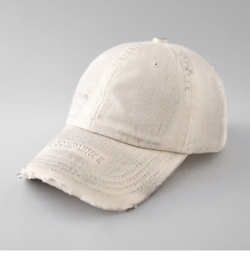 Men's Distressed Dirty Baseball Cap White - Image 6