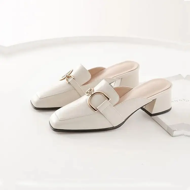 Baotou Half Slippers Women's Summer Outfit 2025 Summer New Fashionable All-match Half-support Thick Heel Single-layer Shoes Cyber Popular Lazy Shoes - Image 6