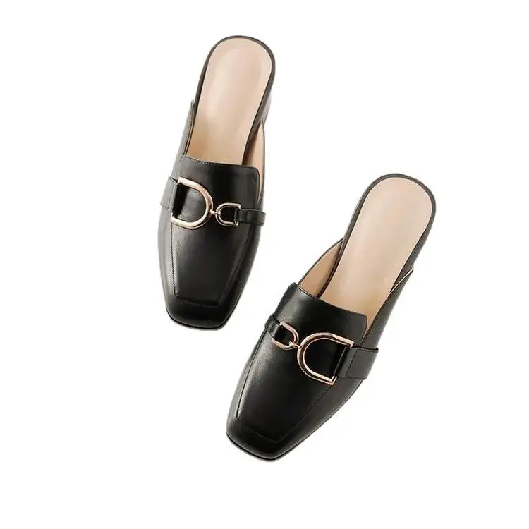 Baotou Half Slippers Women's Summer Outfit 2025 Summer New Fashionable All-match Half-support Thick Heel Single-layer Shoes Cyber Popular Lazy Shoes - Image 7