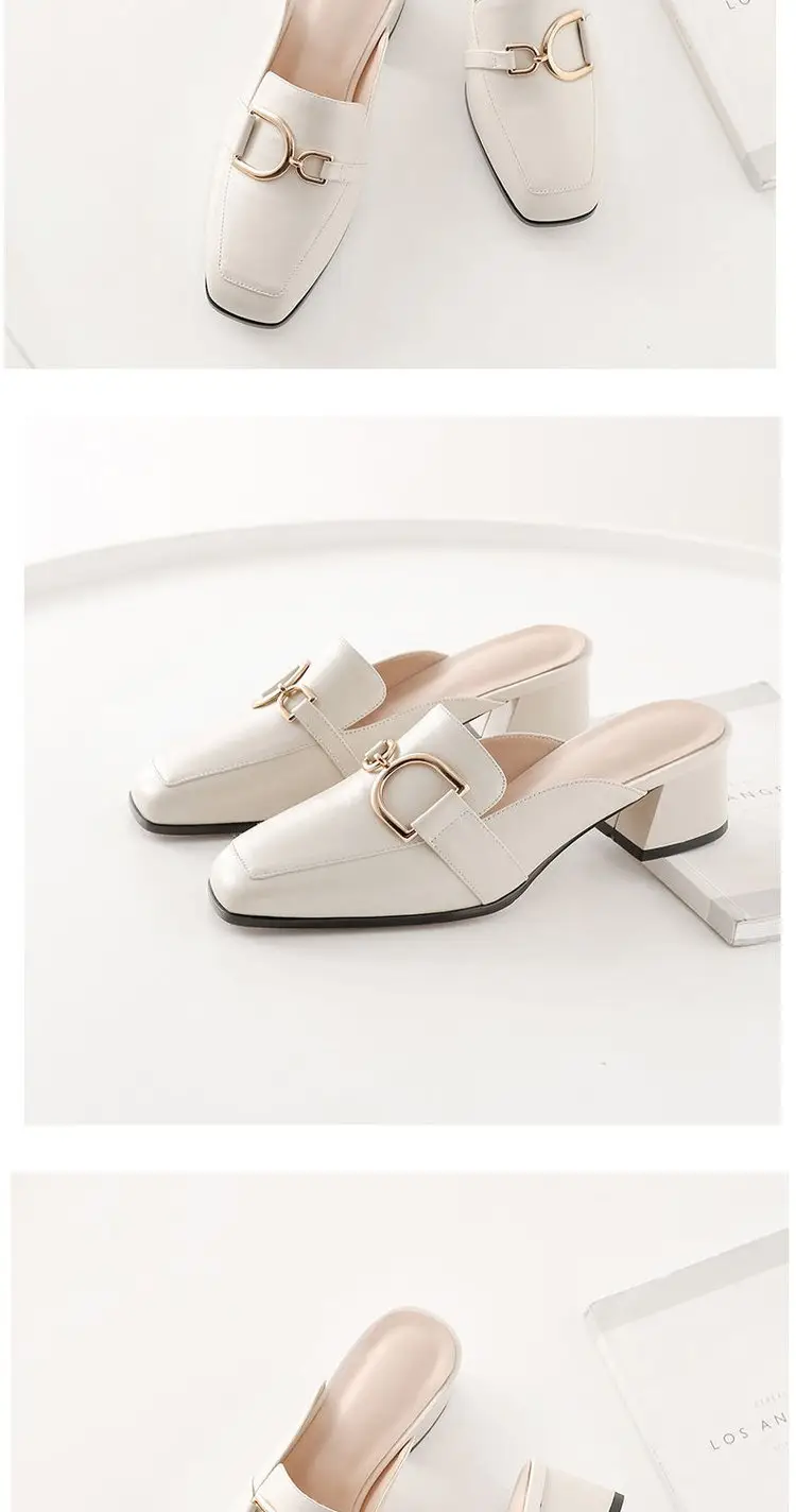 Baotou Half Slippers Women's Summer Outfit 2025 Summer New Fashionable All-match Half-support Thick Heel Single-layer Shoes Cyber Popular Lazy Shoes — feature 14