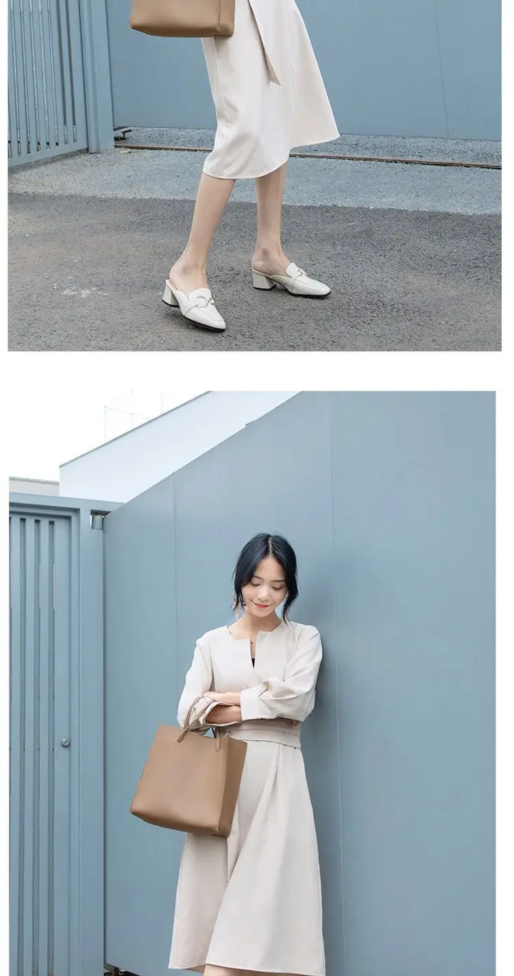 Baotou Half Slippers Women's Summer Outfit 2025 Summer New Fashionable All-match Half-support Thick Heel Single-layer Shoes Cyber Popular Lazy Shoes — feature 6