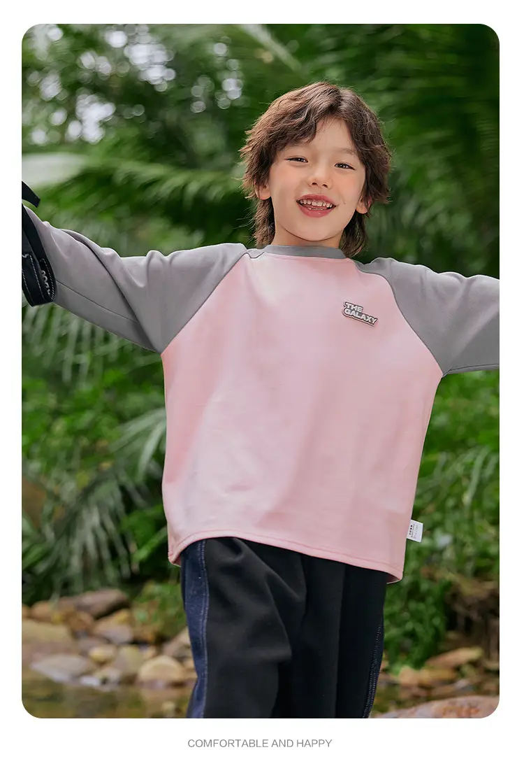 Boys Pink Grey Long Sleeve T-Shirt with Cap — feature 19