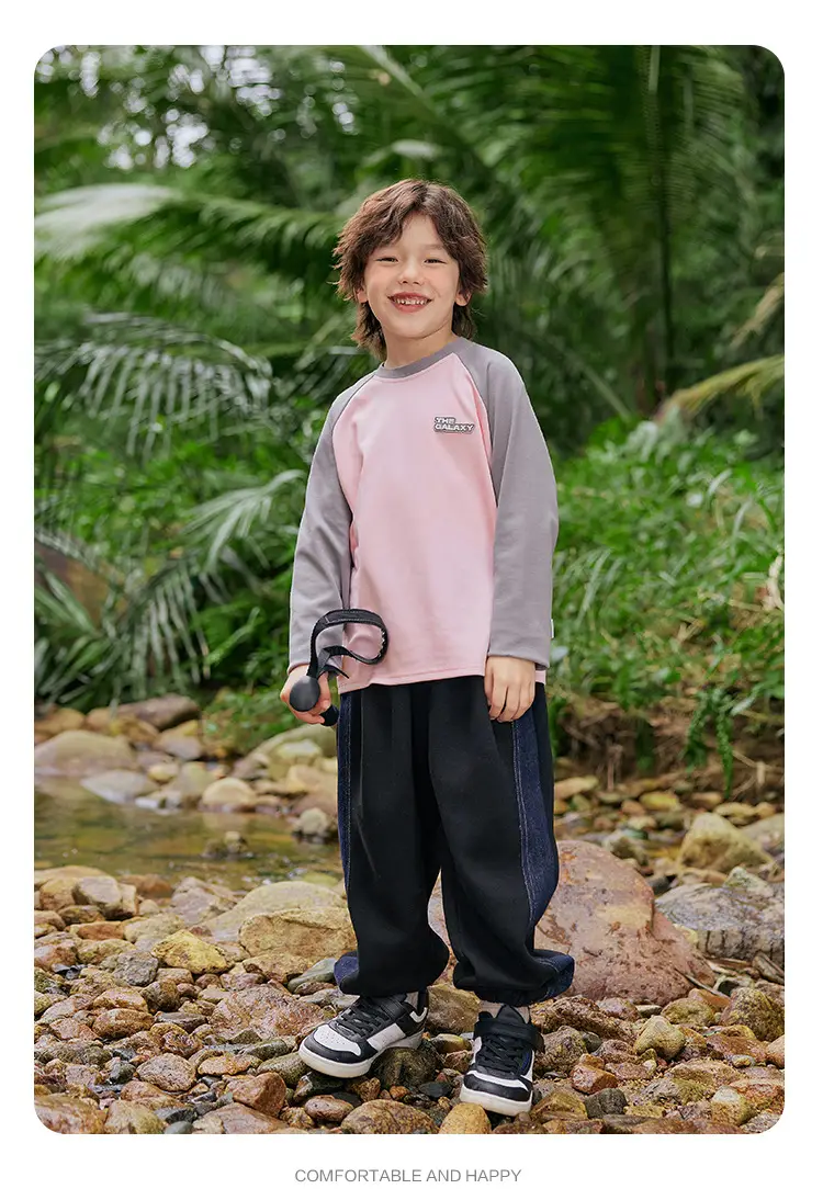 Boys Pink Grey Long Sleeve T-Shirt with Cap — feature 21