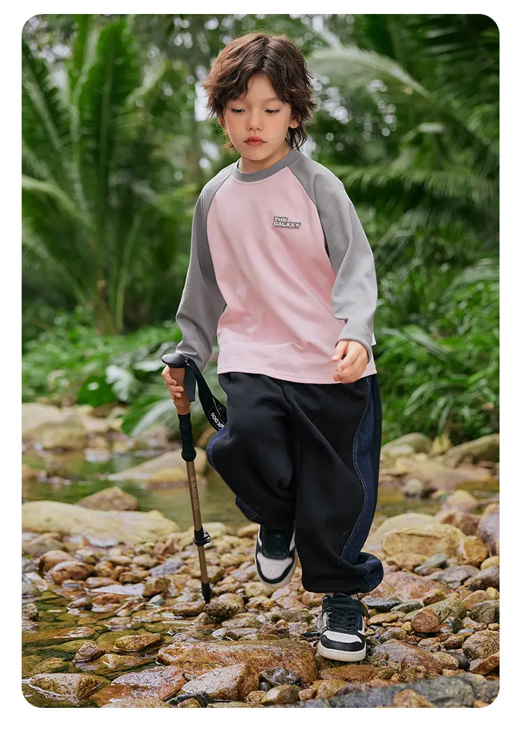 Boys Pink Grey Long Sleeve T-Shirt with Cap — feature 22