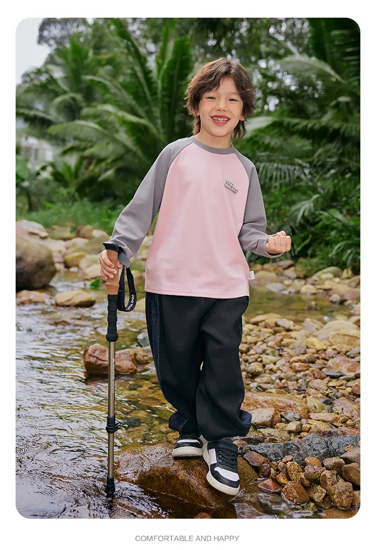 Boys Pink Grey Long Sleeve T-Shirt with Cap — feature 23