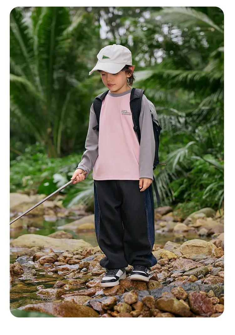 Boys Pink Grey Long Sleeve T-Shirt with Cap — feature 24