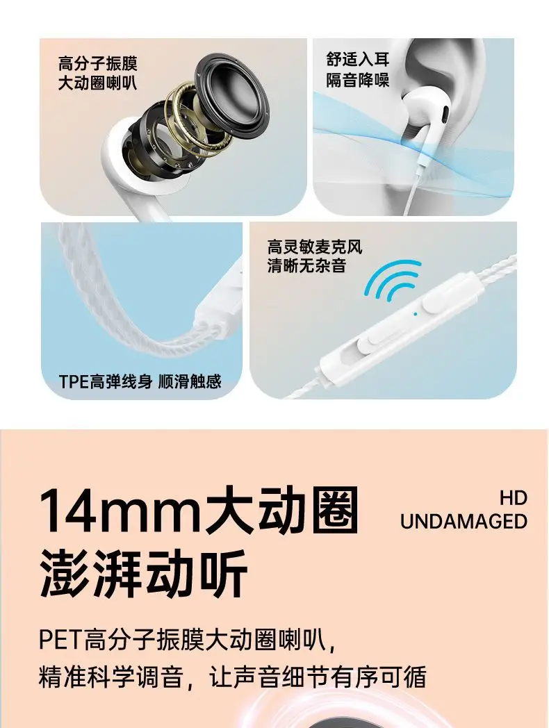 Hp 1127 Wired Headphones for Gaming, Music, and Sports, In-Ear Headset with 3.5mm High-Quality Sound, Wholesale Cross-Border — feature 2