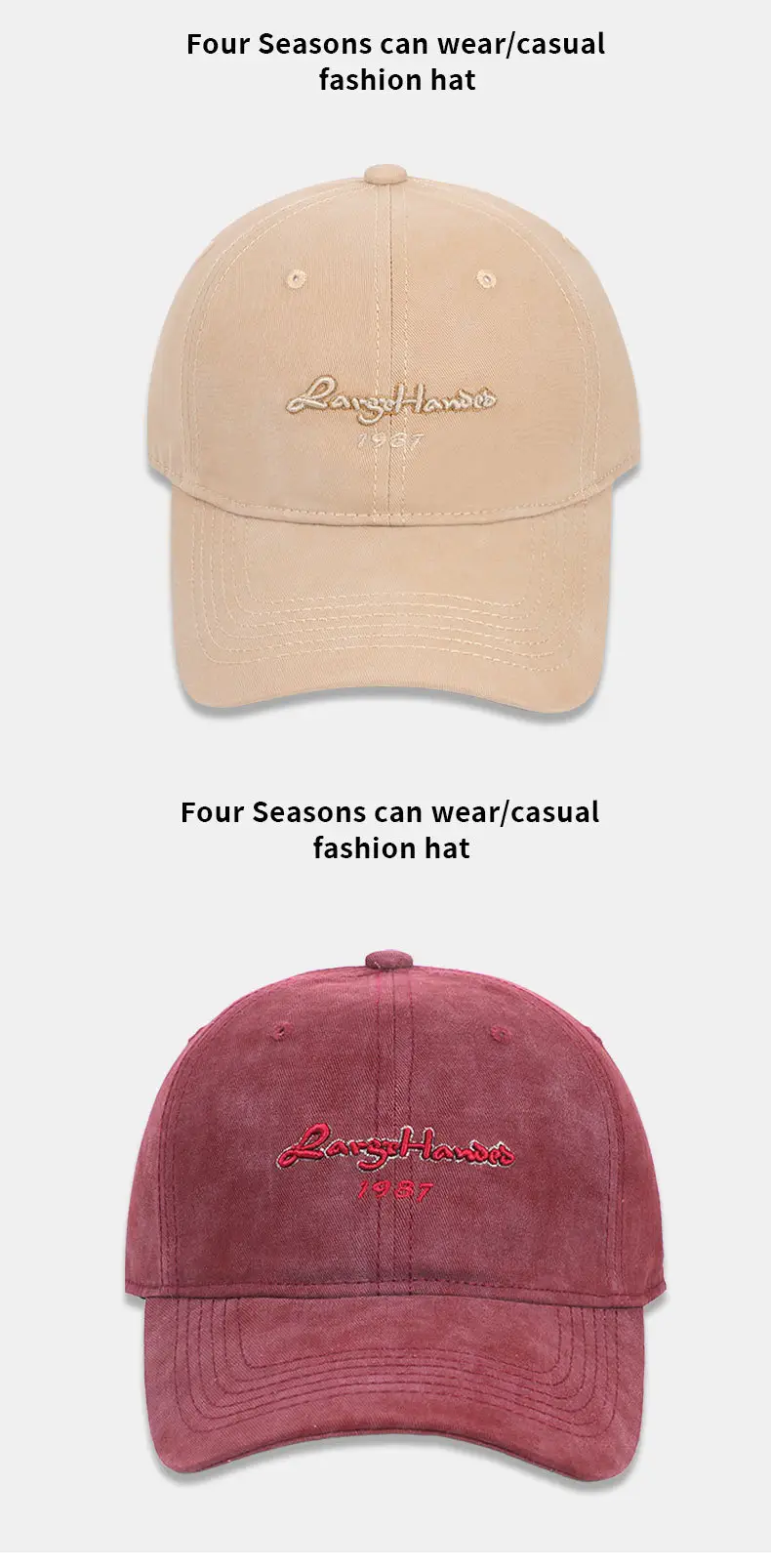 Vintage Letter Embroidered Grey Baseball Cap for Men Women — feature 12