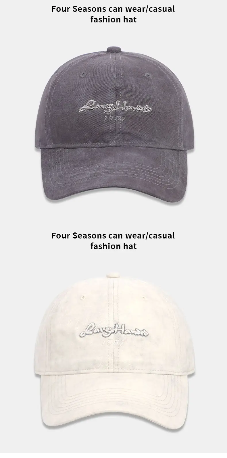 Vintage Letter Embroidered Grey Baseball Cap for Men Women — feature 13