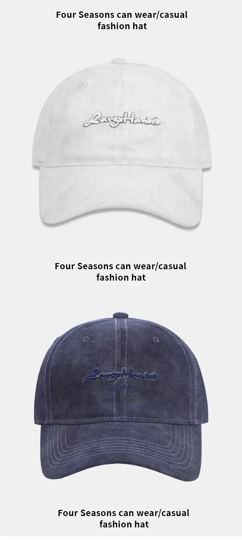 Vintage Letter Embroidered Grey Baseball Cap for Men Women — feature 14