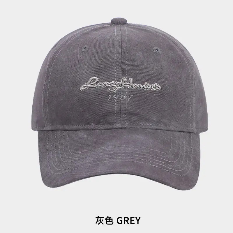 Vintage Letter Embroidered Grey Baseball Cap for Men Women - Image 4