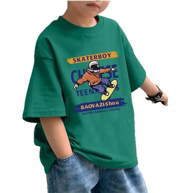 2025 Boys Pure Cotton Korean Style T-Shirt Red - Image 17