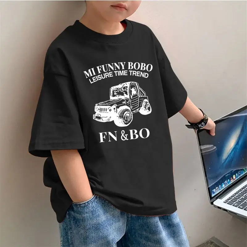 2025 Boys Pure Cotton Korean Style T-Shirt Red