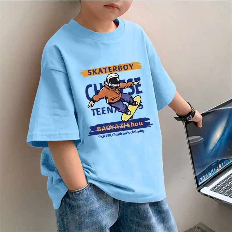 2025 Boys Pure Cotton Korean Style T-Shirt Red - Image 15