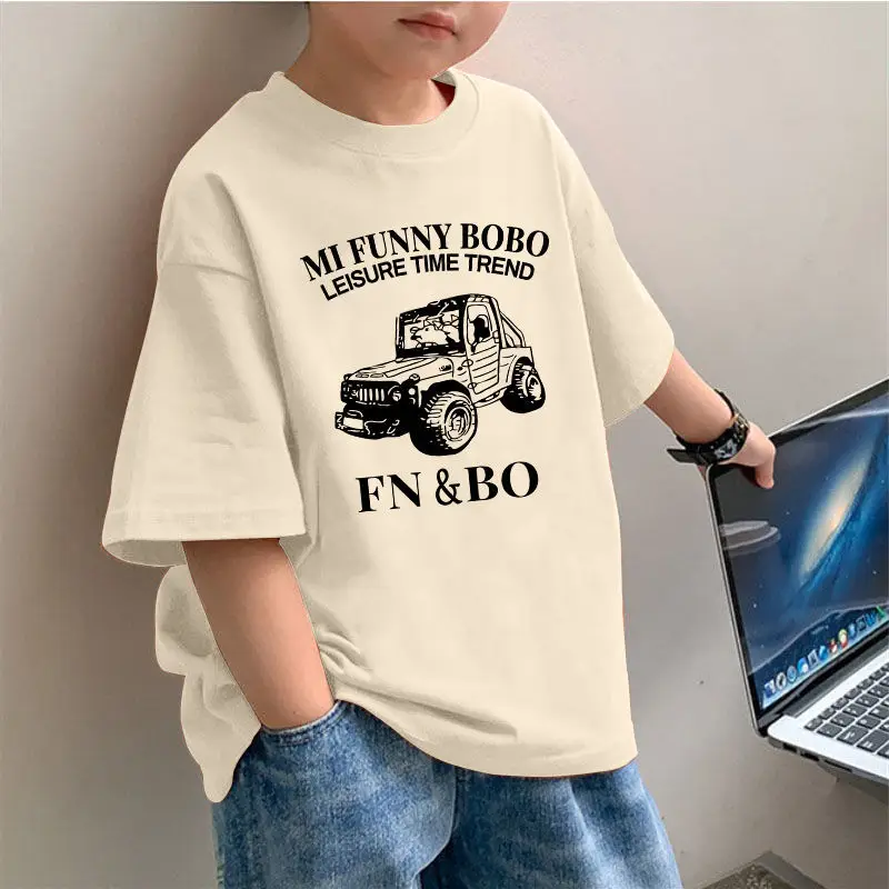 2025 Boys Pure Cotton Korean Style T-Shirt Red - Image 6