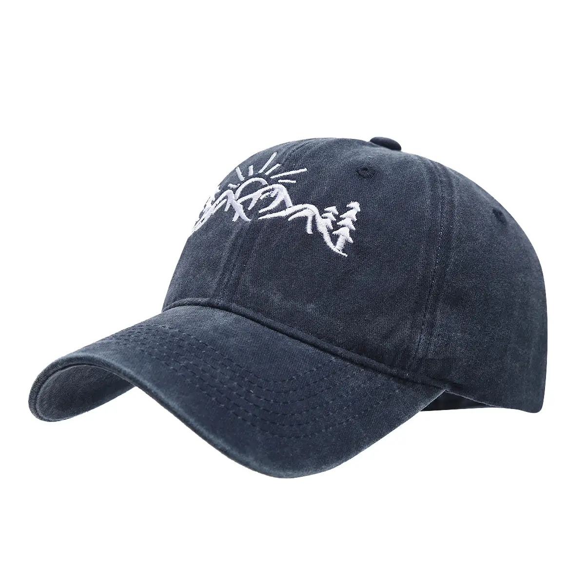 European American Mountain Shape Embroidered Baseball Cap Cotton Old Washed Cap Outdoor Casual Cap - Image 10
