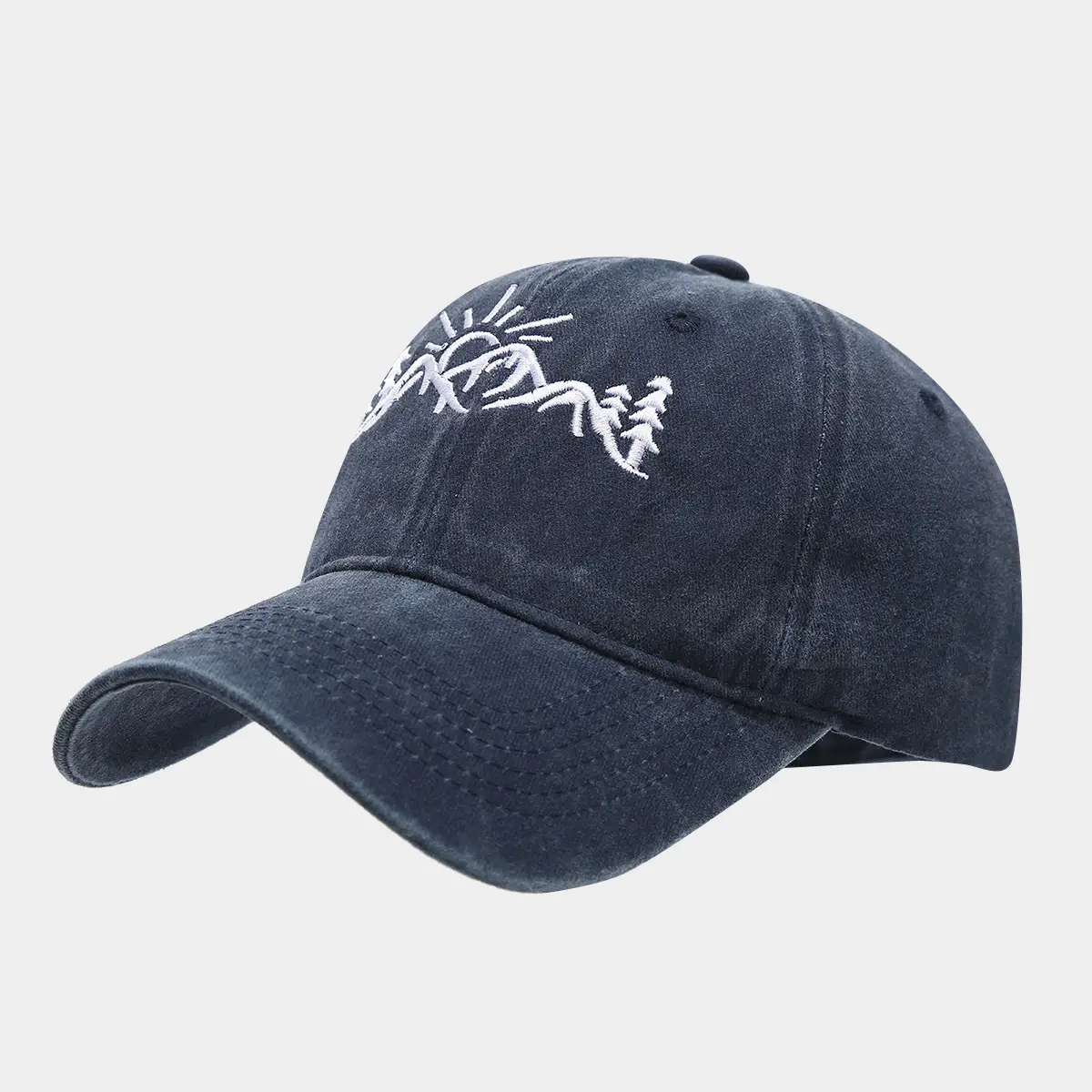 European American Mountain Shape Embroidered Baseball Cap Cotton Old Washed Cap Outdoor Casual Cap — feature 10