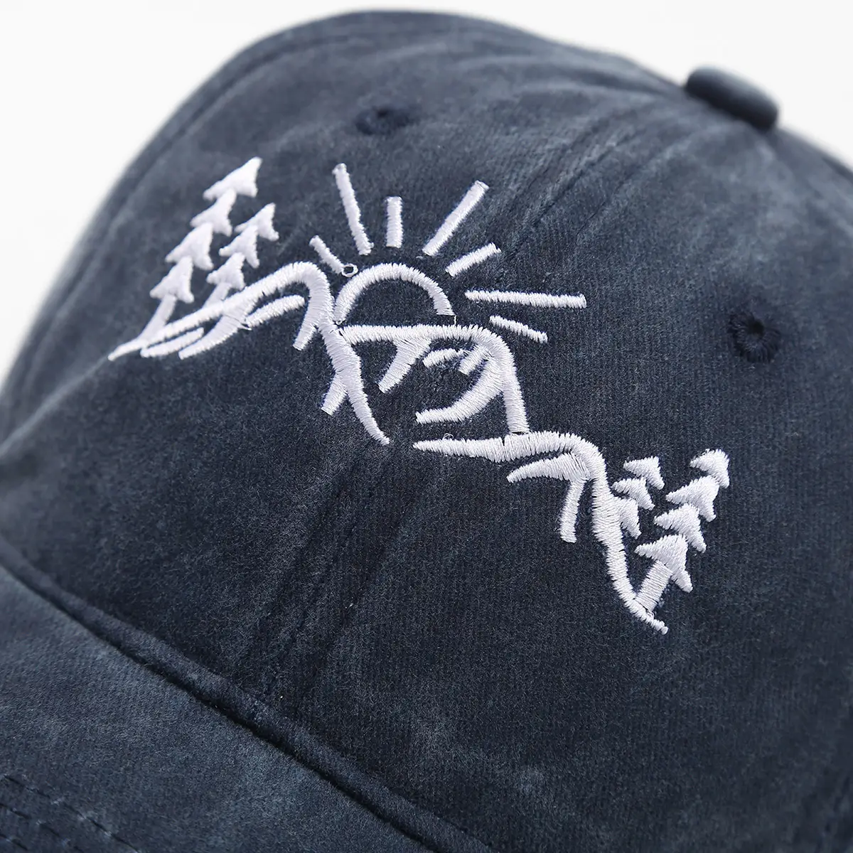 European American Mountain Shape Embroidered Baseball Cap Cotton Old Washed Cap Outdoor Casual Cap — feature 11