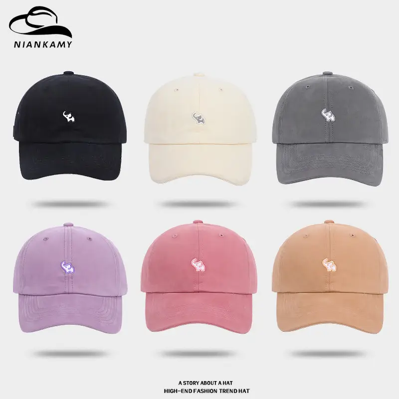 Korean Style Wash Embroidered Baseball Cap Men Women