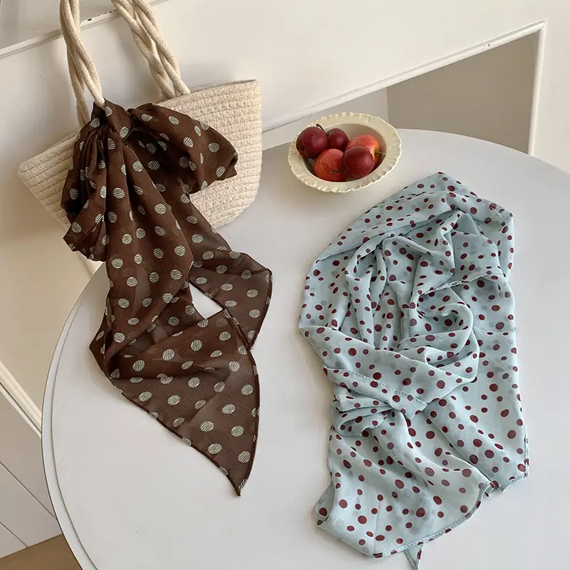 Women's Silk Scarf with Dot Pattern for Spring Autumn - Image 7