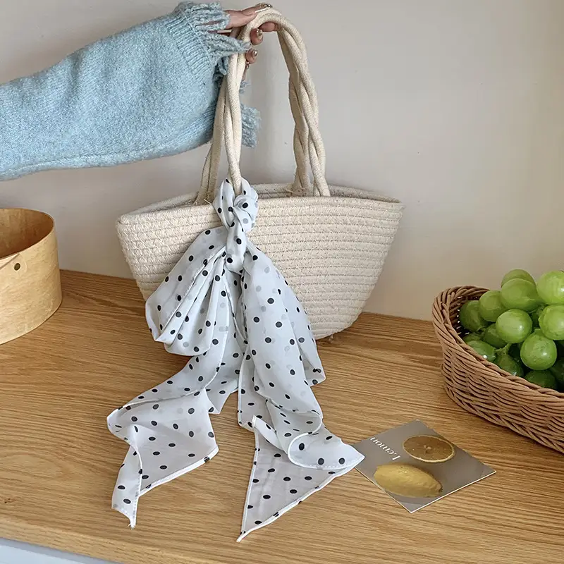 Women's Silk Scarf with Dot Pattern for Spring Autumn - Image 9