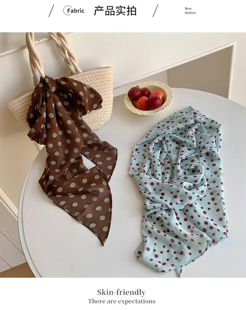 Women's Silk Scarf with Dot Pattern for Spring Autumn — feature 6