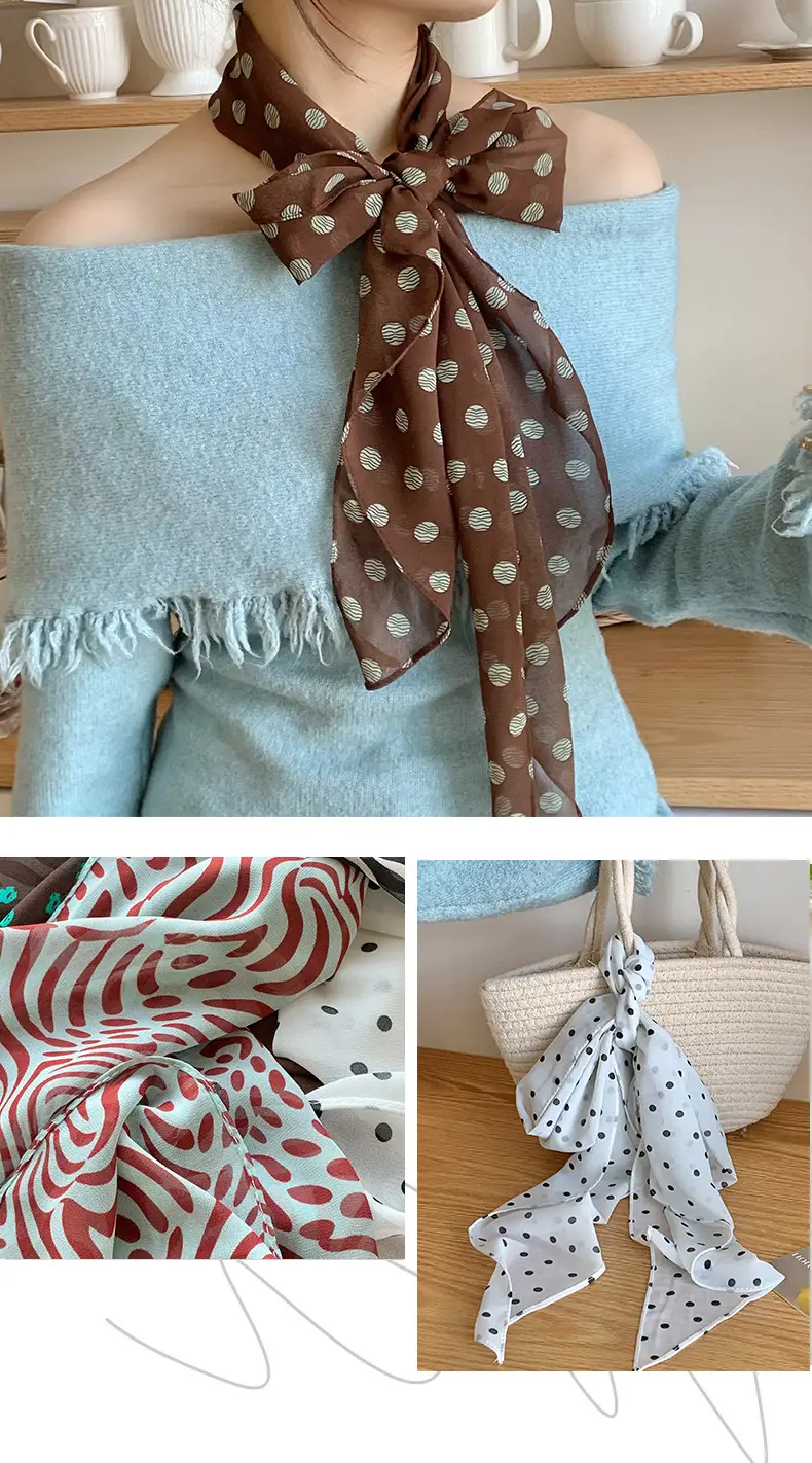 Women's Silk Scarf with Dot Pattern for Spring Autumn — feature 8