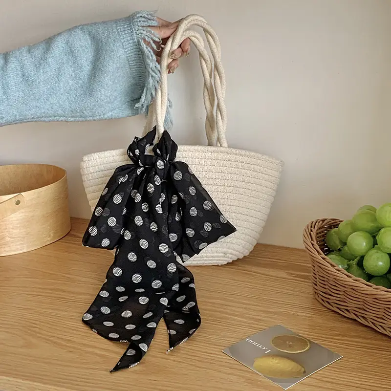 Women's Silk Scarf with Dot Pattern for Spring Autumn - Image 2