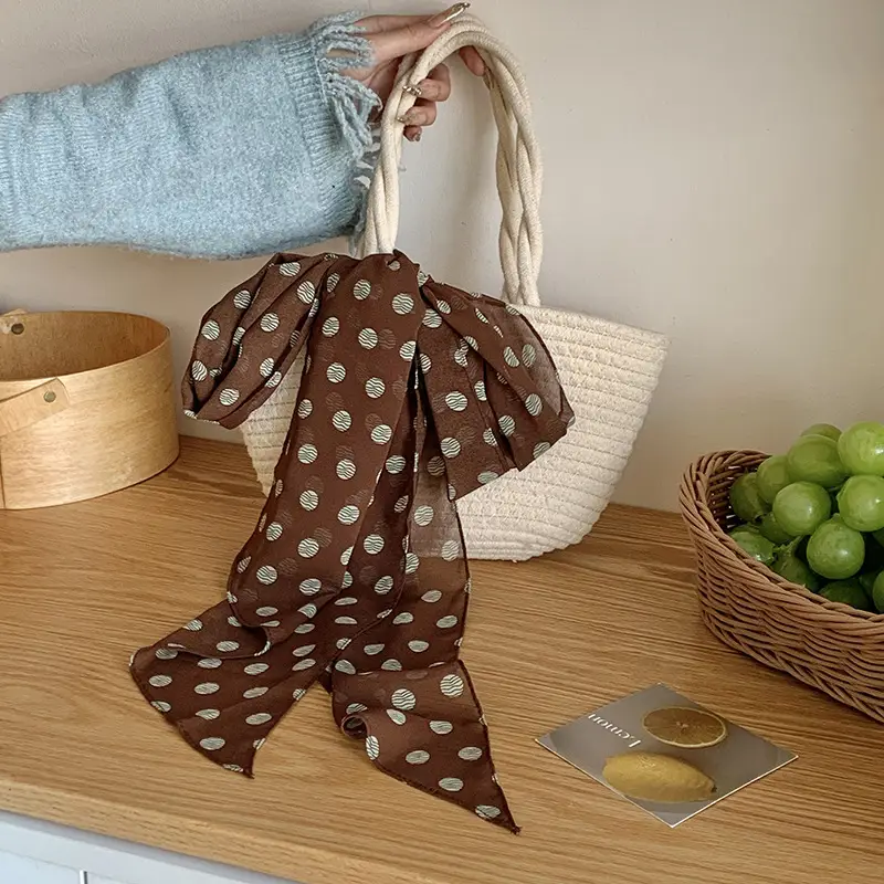 Women's Silk Scarf with Dot Pattern for Spring Autumn - Image 3