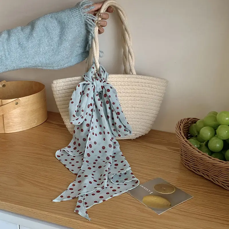 Women's Silk Scarf with Dot Pattern for Spring Autumn - Image 4