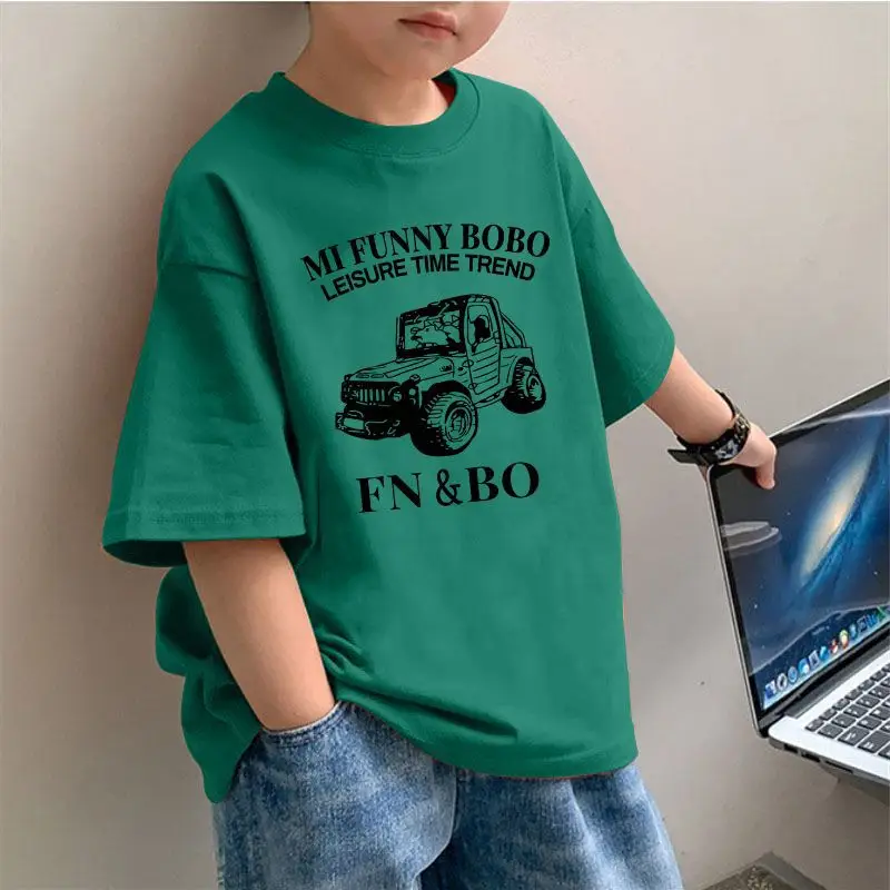 2025 Boys Pure Cotton Korean Style T-Shirt Red - Image 8