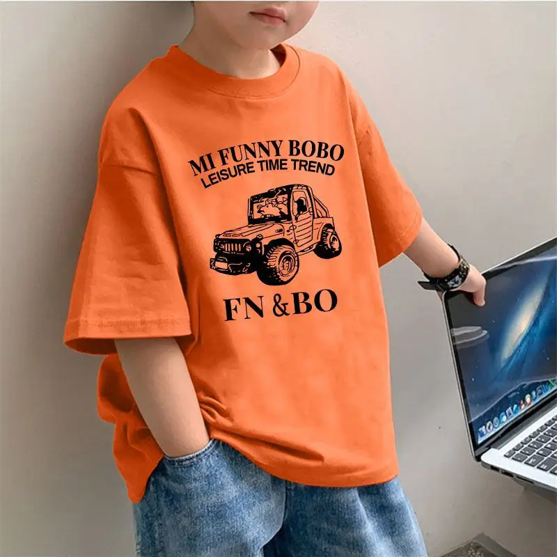 2025 Boys Pure Cotton Korean Style T-Shirt Red - Image 4