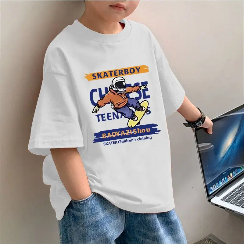2025 Boys Pure Cotton Korean Style T-Shirt Red — feature 1