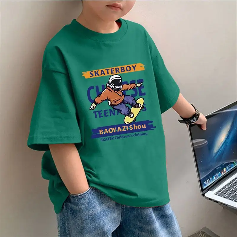 2025 Boys Pure Cotton Korean Style T-Shirt Red - Image 16