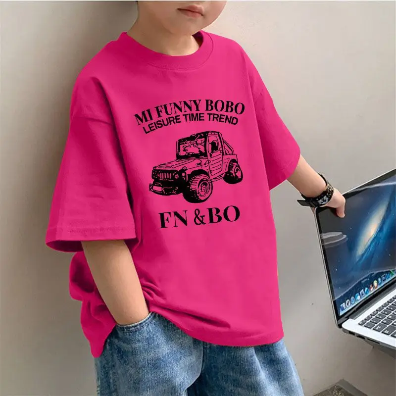 2025 Boys Pure Cotton Korean Style T-Shirt Red - Image 5
