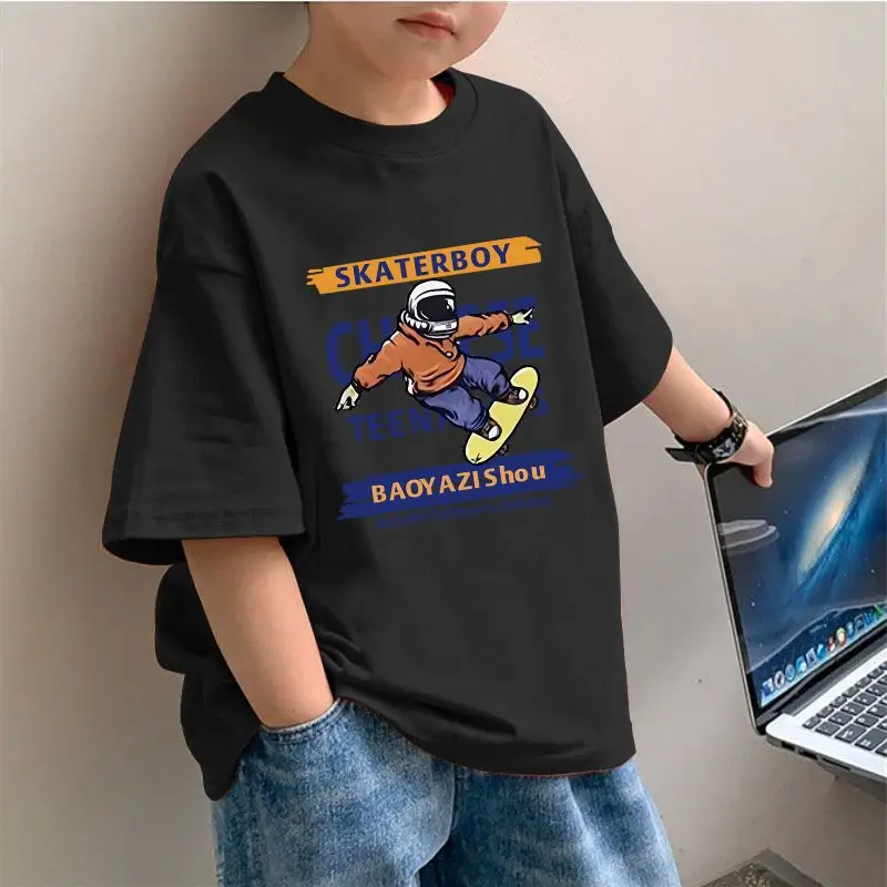 2025 Boys Pure Cotton Korean Style T-Shirt Red - Image 9